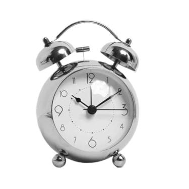 Imagem de Despertador analógico relógio despertador cinza silencioso sem tique-taque para quarto sala de estar escola desktop multifuncional estudantes despertador analógico despertador