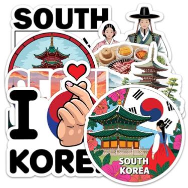 Imagem de Adesivo Coreia do Sul 8 peças (tamanho grande) adesivos de vinil para laptop decalque à prova d'água para para-choques de carro, garrafa de água, caderno, bagagem, janela, festa, aniversário