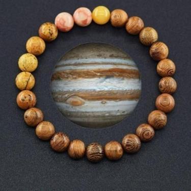 Imagem de Castrap Sistema Solar Pulseira Planeta Para Mulheres Homens, Pulseira Frisada De Pedra Natural De 8mm Feita À Mão, Universo Galáxia Oito Planetas Jóias Guardião (Júpiter)