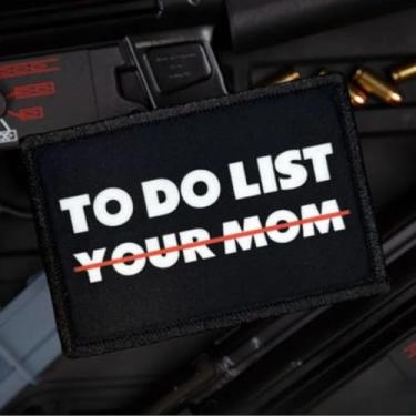 Imagem de Patch de lista de tarefas, 1 peça de adesivos engraçados de meme, patch tático de moral militar com suporte de gancho de fixação, acessórios fofos para mochilas, coletes, jaquetas, jeans, chapéus