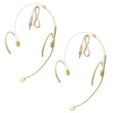 Imagem de Pacote com 2 fones de ouvido, microfone duplo sobre a orelha, condensador omnidirecional para Sennheiser, plugue de parafuso fêmea de 3,5 mm, microfone conector para palestras, teatro, apresentações