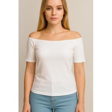 Imagem de Blusa feminina Ombro a Ombro Básica Toque Macio, Caimento que Valoriza