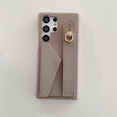 Imagem de Capa tipo carteira com alça de pulso para Samsung Galaxy S21 FE S22 S23 Plus Note 20 Ultra A52 A53 A54, capa de couro luxuosa com porta-cartões, cinza, para A53