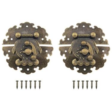 Imagem de ZZLZX 2 peças de fivelas decorativas antigas de madeira com 12 pregos, caixa de vinho, painel, fivelas com pregos, 5 x 4 x 2 x 2 cm para joias, artesanato, casas de brinquedos