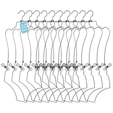 Imagem de Conjunto de 10 cabides de biquíni pretos em formato de corpo elegante - cabides de lingerie de metal para maiôs e trajes de banho - exiba e organize sua coleção de roupas de banho com elegância (preto