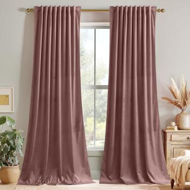 Imagem de StangH Cortinas rosa selvagem rosa 254 cm aba traseira com isolamento térmico cortinas redutoras de luz para porta deslizante sala de estar decoração de casa para quarto, L 122 x C 100, 2 painéis