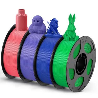 Imagem de ANYCUBIC Pacote de filamento PETG de 1,75 mm, filamento de impressora 3D, precisão dimensional +/- 0,02 mm, resistência excepcional, carretel reutilizável de 1 kg, 4 kg rosa + roxo + azul + verde