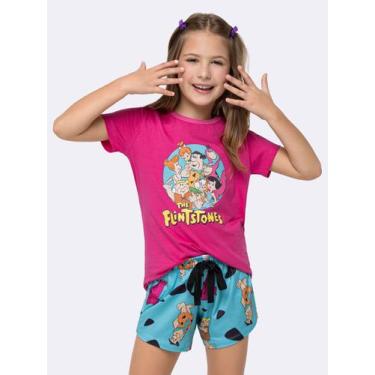Imagem de Pijama Manga Infantil Curta Flintstones Yabba Dabba Doo - Veggi, Fucsi