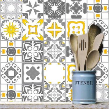 Imagem de Adesivo de Azulejo Cinza Vigo 20x20 cm com 12un - Quartinhos