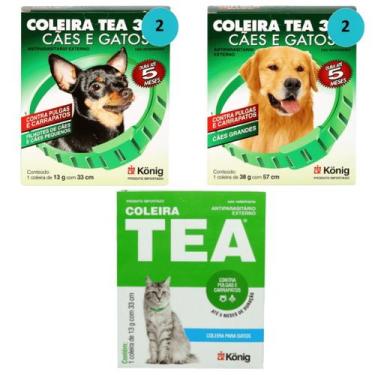Imagem de Coleira Contra Pulgas E Carrapatos Kit 2 G + 2 P + 1 Gatos - Konig