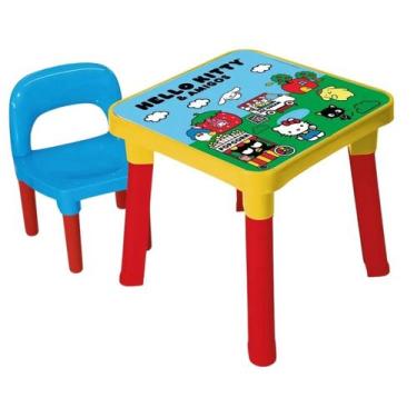Imagem de Conjunto de Atividades Mesinha com Cadeira Infantil Feminina Hello Kit