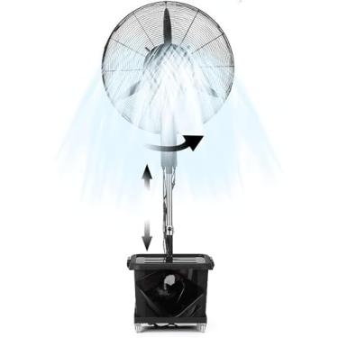 Imagem de Ventiladores Externos Para Resfriamento De Névoa Ventilador De Pedestal Oscilante De 90 ° 3 Modos De Vento Ventilador De Suporte Com Névoa Altura Ajustável Industrial, 71cm/28in