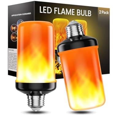 Imagem de hyrion Lâmpadas LED de chama, lâmpada de fogo cintilante de 4 modos com efeito de cabeça para baixo, base E26 para decoração de casa de varanda de festa de Natal de Halloween interna/externa (pacote