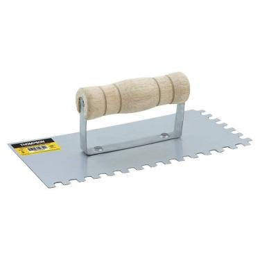 Imagem de Desempenadeira de Aço Dentada Thompson com Cabo de Madeira 12x24cm