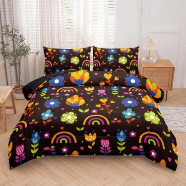 Imagem de Tailor Shop Conjunto de cama de solteiro, arco-íris, preto e arco-íris, 2 peças