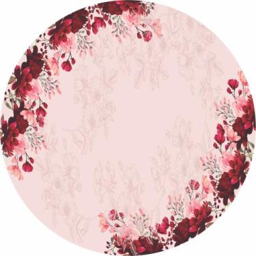 Imagem de Painel De Lona Redondo Flores Marsala Fundo Rosa - Fabrika De Festa, 2