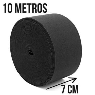Imagem de Elastico Preto Reforçado Largo 7cm Com 10 Metros de Comprimento  - ARA