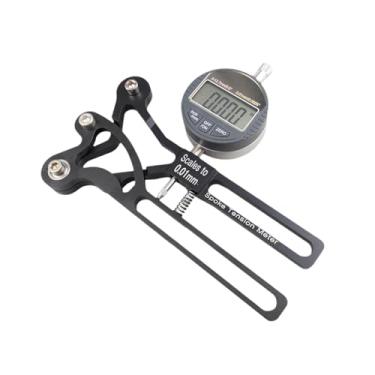 Imagem de Aymzbd Ferramenta de Reparo de Medidor de Tensão de Raio Eletrônico, Liga de Alumínio Leve para Ciclismo com Visor Digital, Ferramenta de Alinhamento de Aro, Preto