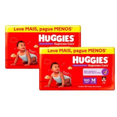Imagem de Kit 2 Fralda Roupinha Huggies Supreme Care Tamanho M 100 Unidades Desc