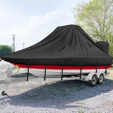 Imagem de Capa para barco de torre de despertar 1200D, capa resistente à prova d'água para wakeboard com fivela de metal ajustável, serve para barcos de casco V de 6,4 m a 7 m com torre de esqui/wakeboard