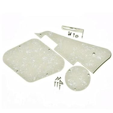 Imagem de Dopro LP Placa traseira para guitarra Pickguard placa traseira e suporte de montagem de aço níquel com parafusos de montagem de pickguard de aço para EUA Les Paul Aged Pearl