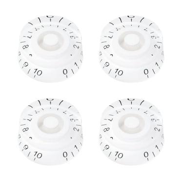 Imagem de Banworks Botões de controle de guitarra dos anos 60, 24 estrias, botões imperiais de 2 tons e 2 volumes de 6 mm (15/162.6 cm) para guitarras elétricas Gibson Les Paul SG, pacote com 4 JT/XN-08, branco