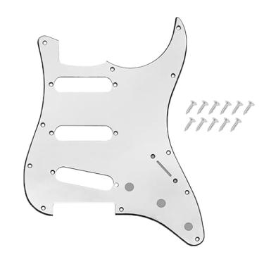 Imagem de DIAO79NI Pickguard SSS Strat de 11 furos para guitarra elétrica Fender USA/Mexican Made Standard Stratocaster estilo moderno, branco-preto, 3ply.