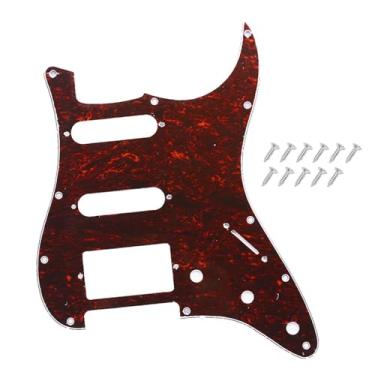 Imagem de DIAO79NI Pickguard Pro 11-Hole Round Corner HSS Guitar Strat Pickguard para USA/Mexican Stratocaster 4 parafusos Humbucking Captador aberto, tartaruga vermelha, 4 camadas.