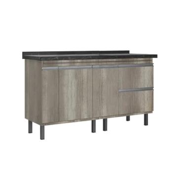 Imagem de Gabinete de Cozinha 100% Mdf 2 Gavetas Balcão Madeira 144cm