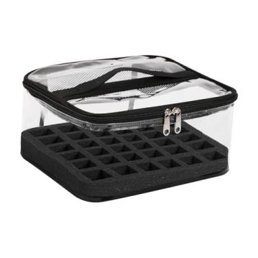 Imagem de Generic Organizador de esmaltes para 30 frascos, estojo versátil para transporte, organizador de maquiagem para batom e pincéis, Preto