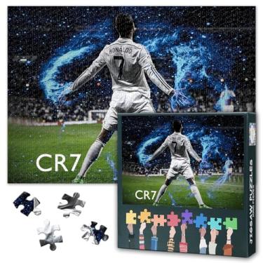 Imagem de Quebra-cabeça Cristiano Ronaldo 1000 peças de campo de treinamento: arte de parede lendária de futebol americano, lembranças esportivas texturizadas premium para colecionadores e fãs obstinados, 70 x