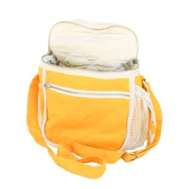 Imagem de Simple Ecology Lancheira com isolamento de lona orgânica – Certificado GOTS, forro acolchoado sem plástico, alça de ombro ajustável, bolso frontal, manga para garrafa – lavável, lancheira para adultos