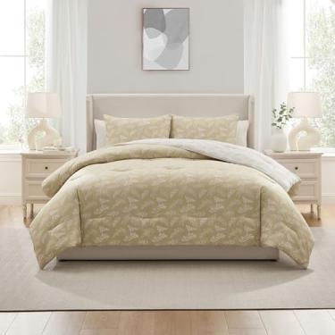 Imagem de Nestl Conjunto de edredom King Size – Cama de aveia em uma bolsa, tamanho king, 3 peças, reversível, conjunto de cama floral macio, edredom botânico para todas as estações com fronhas