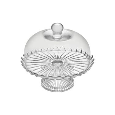 Imagem de BOLEIRA DE VIDRO COM BASE E TAMPA MODELO PETALAS DE JASMI(Grande 32cm)