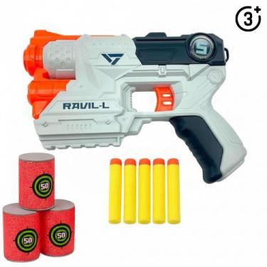 Imagem de Pistola Brinquedo Lança Dardos Infantil com 5 Dardos de Espuma 3 Alvos