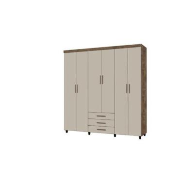 Imagem de Roupeiro Guarda Roupas TI 6 Portas Casal Cor Canela / Off White - SAO 