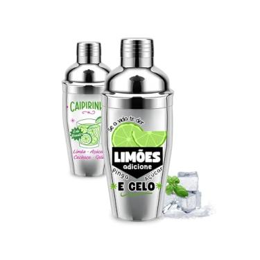 Imagem de 1 Coqueteleira Inox 500ml Estampada Com Tampa Caipirinha/Drinks Presente Criativo Profissional Bar (Limões)