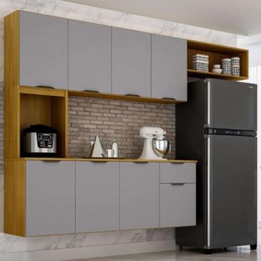 Imagem de Armário Cozinha Completo Suspenso Balcão Aéreo 100% MDP Compacta Multiuso Organizador (Cinza)