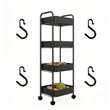 Imagem de ZAANHA Carrinho de rodas multifuncional para banheiro, cozinha, lanches, brinquedos, prateleira de armazenamento(Blue,A)