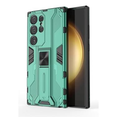 Imagem de SORAKA Capa para Samsung Galaxy S24 Ultra com suporte Capa de proteção resistente para Samsung Galaxy S24 Ultra Capa com placa de metal para suporte magnético para carro Capa Silm Fit