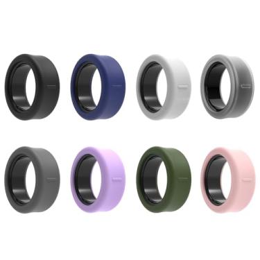 Imagem de Feigand Pacote com 8 capas de anel para Oura Ring Gen 4/Oura Ring Gen 3/Galaxy Ring/ULTRAHUMAN Ring AIR/RingConn 2&1, capa protetora de anel de silicone macio para academia, P (6/7/8/9))