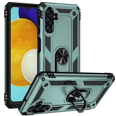 Imagem de SORAKA Capa para Samsung Galaxy A13 5G com suporte de anel de metal, capa à prova de choque, capa traseira de policarbonato rígido com borda de silicone macio com placa de metal para suporte magnético