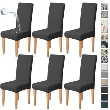 Imagem de Dioxide Capas de cadeira à prova d'água para cadeiras de jantar, conjunto de 6 capas elásticas para cadeiras de jantar, capas protetoras de assento para cadeiras de cozinha removíveis e laváveis para