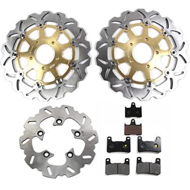 Imagem de Arashi Rotores de disco de freio dianteiro traseiro com pastilhas para Suzuki GSXR 600 750 2004-2005, GSXR 1000 2003-2004, acessórios de substituição de motocicleta dourado