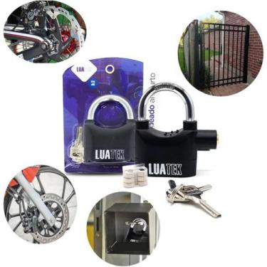 Imagem de Super Trava Cadeado Com Alarme Sonoro Aço Reforçado 3 Chaves - Luatek