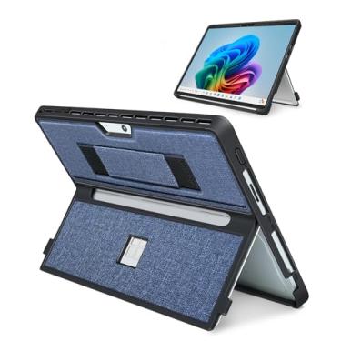 Imagem de Capa para Microsoft Surface Pro 11/10/9/8 de 13 polegadas, com capa para stent e alça de mão, capa resistente à prova de choque multifuncional compatível com teclado tipo capa, material TPU/PU (azul