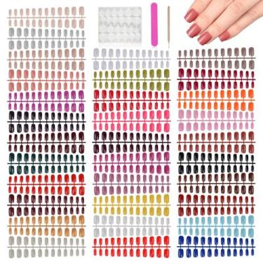 Imagem de Unhas falsas EBANKU 32 cores curtas quadradas francesas para mulheres