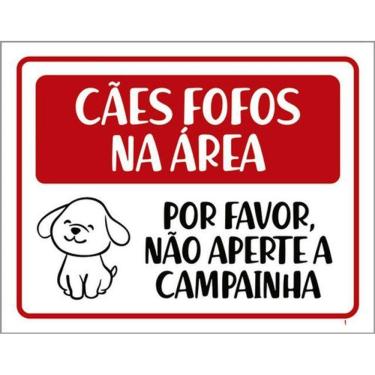 Imagem de Kit 5 Placas Cães Fofos Não Aperte Campainha 36X46