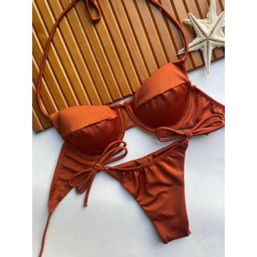 Imagem de Conjunto de Biquini Meia Taça Com Bojo Removivel e Calcinha de Amarrar