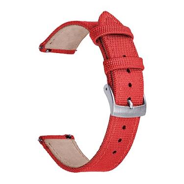 Imagem de JWNSPA Pulseiras de relógio híbridas de couro e nylon à prova d'água – Liberação rápida 18 mm, 20 mm, 22 mm, pulseira de reposição com fivela prata/preto/dourada para homens e mulheres (22 mm, fivela